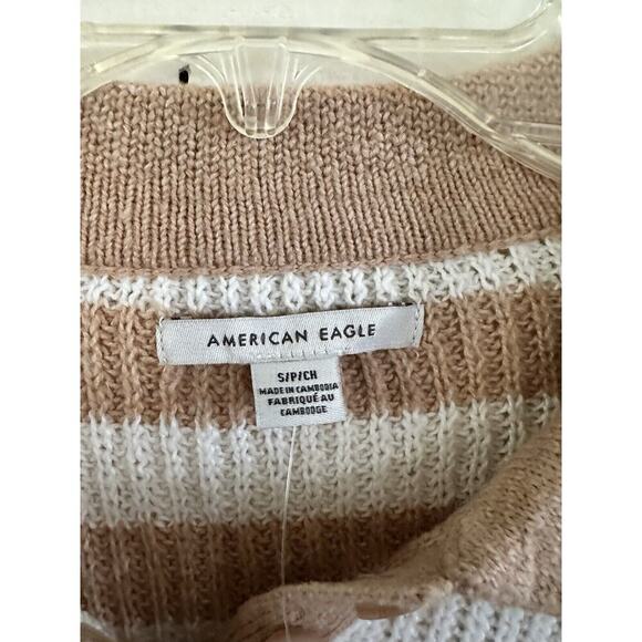 American Eagle Women's Beige & White Striped Sweater, Size Small - Picture 6 of 6